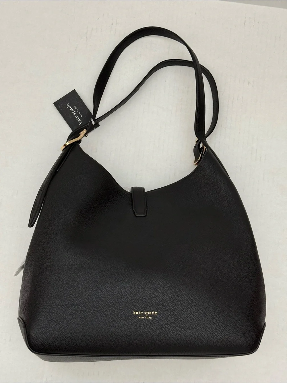 kate spade Black Pebbled Leather Large Shoulder Deco Bag NWT